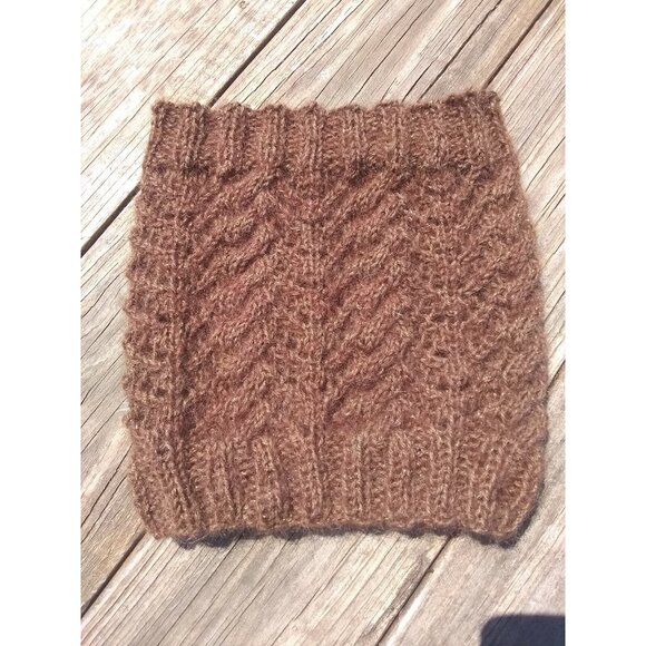 Handmade Womens Alpaca Loop Scarf Dickey Cowl Knit Neckwarmer Brown Gold Glitter - Picture 8 of 10